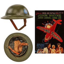 Original British WWI Mk I Brodie Helmet with Chinese Nationalist Insignia - Purportedly Used in 1942 Film Flying Tigers
