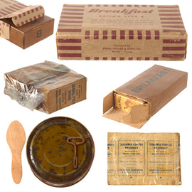 Original U.S. WWII K-Ration Morale Series Breakfast Meal Unit by Hiram Walker & Sons Inc. with Contents