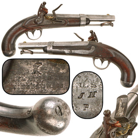 Original U.S. Model 1836 Flintlock Cavalry Pistol by Asa H. Waters & Co. of Millbury, Massachusetts, Dated 1844, Unaltered