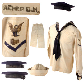 Original U.S. WWI Navy Photographer's Uniform Group with Flat Hats - D.M. Remer