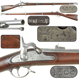 Original U.S. Civil War Bridesburg Contract Springfield Model 1861 .58 Cal Percussion Rifle Musket by Alfred Jenks & Son with New Jersey Surcharge and Excellent Bore, Dated 1863