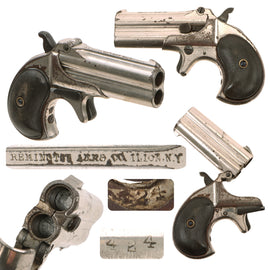 Original U.S. Remington Model 95 Nickel Plated .41 Rimfire Over & Under Pocket Pistol Serial 424 - c. 1889