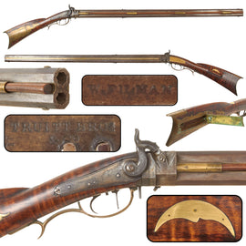 Original U.S. Pennsylvania Over & Under Double Barrel .44 Caliber Swivel Breech Percussion Rifle by W. Filman with Set Trigger and Truitt Bros. Lock, Circa 1850