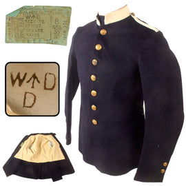 Original British Pre-WWI Army Service Corps Full Dress No. 1 Blue Tunic by Royal Army Clothing Factory - Dated March 1914