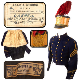 Original U.S. WWI Era Named New York Military Academy Cadet Sergeant’s Dress Uniform Coat with Cap and Red Plume - Larned