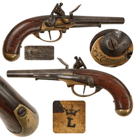 Original French Modèle 1777 Brass Frame Flintlock Cavalry Pistol by St.-Étienne Arsenal with Intact Belt Hook - Circa 1780