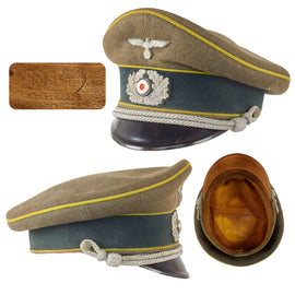 Original German WWII Rare Heer Army Panzergrenadier Officer Schirmmütze Visor Crush Cap by EREL