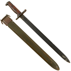 Original U.S. Pre - WWI Reissue M1905 Springfield 16 inch Rifle Bayonet Marked S.A. with WWII M3 Scabbard - Dated 1908