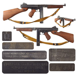 Original U.S. WWII Thompson M1A1 Display Submachine Gun Serial NO. 81812 with Magazine, Inert Ammo, and Spares - Original WWII Parts