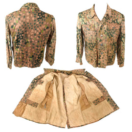 Original German WWII Rare Waffen SS 1944 Pattern "Pea Dot" Camouflage HBT M44 Uniform Tunic