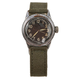 Original U.S. WWII Type A-11 USAAF Wrist Watch by Elgin with Replacement Case - Fully Functional