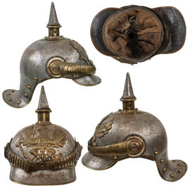 Original German Pre-WWI M1862/67 Kurassier Line Regiments Lobster Tail Pickelhaube Spiked Helmet