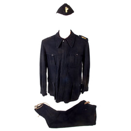 Original Italian WWII MVSN Black Shirt Enlisted Men’s Uniform with Pocket Cape, Matching Trousers, and Overseas Cap with Fasces Badge - Tailored in Rome