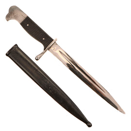Original German WWII Era Miniature Heer Nickel Plated 98k Bayonet Knife with Scabbard by Stoeker