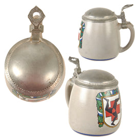 Original German Pre-WWII Reichswehr Wedding Celebration Lidded Beer Stein with Bavarian Füssen Medical Detachment Insignia & Medic Dedication on Lid - Dated 1929