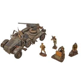 Original German Pre-WWII O&M Haußer Tinplate Litho Horsch Artillery Truck Lot with Lineol & Elastolin Toy Soldiers