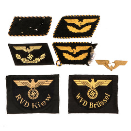 Original German WWII Deutsches Reichsbahn National Railway Insignia Lot with Collar Tabs and Sleeve Eagles - 7 Items