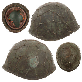 Original WWII Italian M33 Helmet with Period-Applied Chicken Wire with Correct Soldered Twists & Partial Size 59 Liner - Very Rare