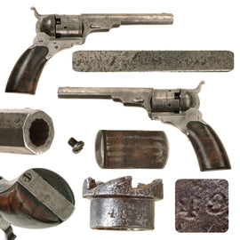 Original U.S. Scarce Colt No.1 Pocket Model "Baby" Paterson Revolver Serial 49 with 4 1/2" Barrel and Figured Wood Grip - Only 500 Made - Circa 1838