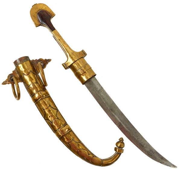 アンティーク　古銅鍍金　アラビアジャンビーヤ　模造刀　C　8749A Original 19th Century North African - Arabian Jambiya Dagger with