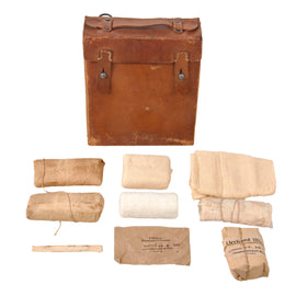 Original German WWII D.R.K. Brown Leather Medical Case with 1944–1945 Marked Medical Supplies - Sanitätslager Babelsberg 65
