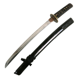 Original Edo Period Japanese Ko-Wakizashi Short Sword by KANESADA with Lacquered Scabbard & Sageo Cord