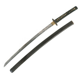 Original 18th Century Edo Period Japanese Handmade Ō-Wakizashi Short Sword with Textured Lacquer Scabbard