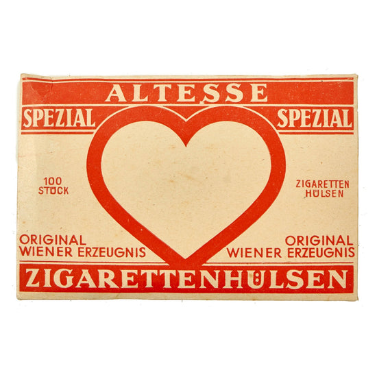 Original German WWII Pre-Rolled Altesse "Spezial" Cigarette Tubes with Filters - ONE Box of 100 - Unissued Original Items