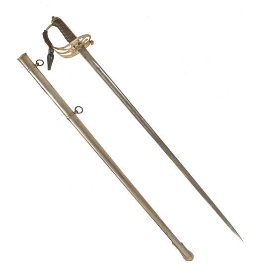 Original British Victorian P-1845 Numbered Infantry Regiment Nickel Plated Officer's Dress Sword with Steel Scabbard by Wilkinson For Lt. Col. Alan Paley, 3rd Rifle Brigade - With Research Original Items