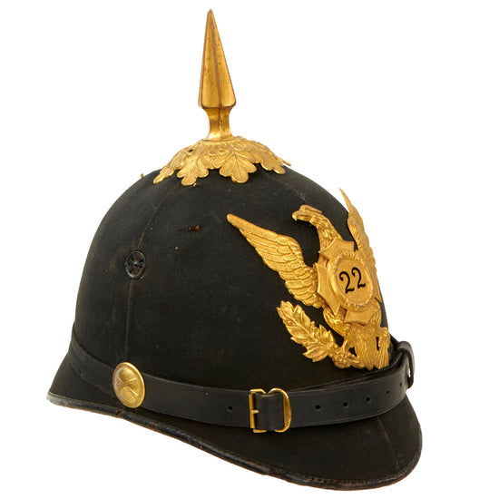 Original U.S. 22nd New York State National Guard Model 1881 Infantry Dress Spiked Pith Helmet by Ridabock & Co. Original Items