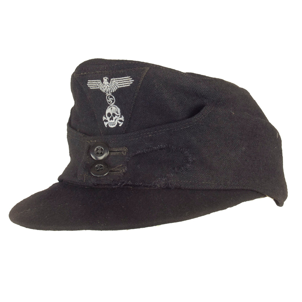 Original German WWII Waffen-SS Panzer Black M43 Field Cap with HBT Lining - Size 59 Original Items