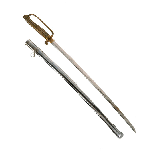 Original Japanese Pre-WWII Army Company Grade Officer's 1886 Pattern Kyu-Gunto Sword with Chrome Plated Scabbard Original Items