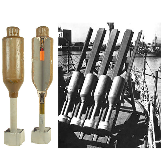 Original U.S. Navy WWII Mousetrap Anti-Submarine Rocket Inert Cutaway Trainer Original Items