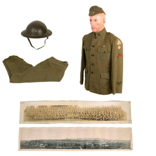 Original Named WWI US 91st Division Double-Patched Uniform & Painted Helmet Grouping Original Items