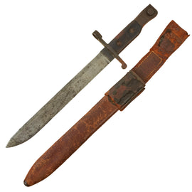 Original Canadian WWI Mk.I Ross Rifle Bayonet and Scabbard with U.S. WWI Surcharges - dated 1910