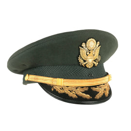 Original U.S. Vietnam War Era Major General Roland Haddaway del Mar Named “Green Service” Uniform Peaked Visor Cap With Bullion Embroidered Insignia - Commander 1st Armored Division (August 1960 – May 1961)
