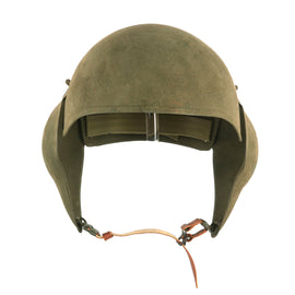 Original U.S. WWII USAAF Bomber Crew M5 Steel FLAK Helmet with Complete Liner and Chinstrap - Unissued Condition