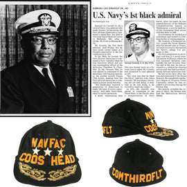 Original U.S. Navy “Baseball Cap” For Admiral Samuel Gravely - First African American to Serve On a Fighting Ship as an Officer, First to Command a Navy ship, First Fleet Commander, and First to Become a Flag Officer
