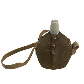 Original WWII Japanese Officer’s Canteen with Cover, Cup, and Strap.