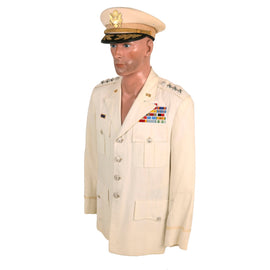 Original U.S. Vietnam War Army Lieutenant General Charles A. Corcoran White Summer Service Dress Uniform With Visor - Commanding General First Field Force and Chief of Staff MACV