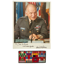 Original U.S. Commander-in-Chief of the U.N. Command in Korea General Richard G. Stilwell Embroidered Ribbon Rack and Signed Photo