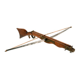 Original Early 18th Century European Continental Wood & Steel Crossbow with Brass & Horn Fittings