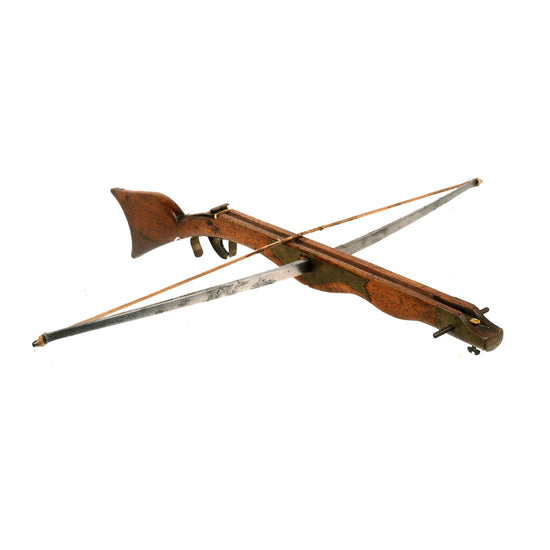 Original Early 18th Century European Continental Wood & Steel Crossbow with Brass & Horn Fittings (Copy) Original Items