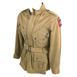 Original U.S. WWII M1942 Paratrooper Jump Jacket with Period Applied 82nd Airborne Division Shoulder Sleeve Insignia - Laundry Number Marked (Q9716)