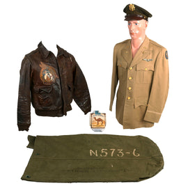 Original U.S. WWII Patched A-2 Flying Jacket Grouping - Navigator Lieutenant Russell L. Schafer - 15th Air Force, 450th Bomb Group