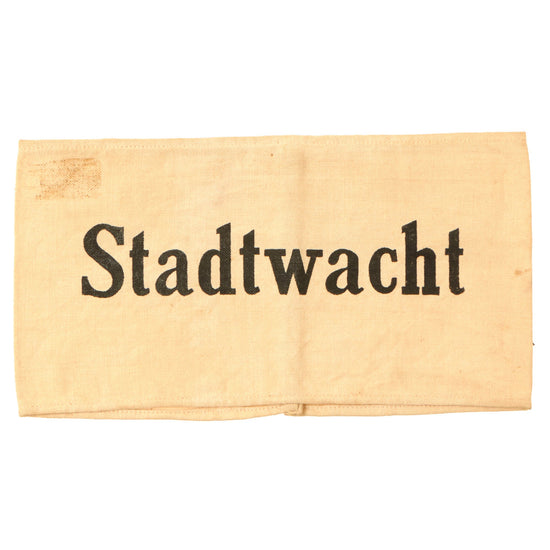 Original German WWII Police "Stadwacht" City Guard Printed Armband Original Items