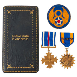Original U.S. Name Engraved Air Medal Set With Distinguished Flying Cross For B-17 Gunner Ssgt Paul W. Frangos of the 3rd Bombardment Division