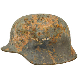 Original German WWII Battlefield Dug Luftwaffe Double Decal M35 Relic Helmet Shell with Liner Band Remnants - Size 64
