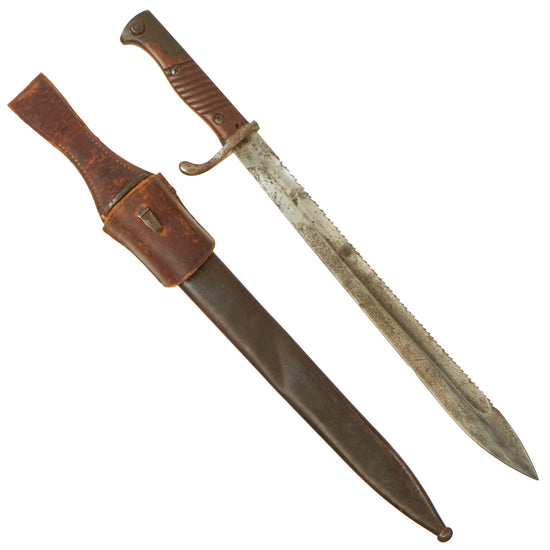 Original German WWI M1898/05 n/A Butcher Bayonet with Steel Scabbard and Frog by Simson & Co. - Dated 1915 Original Items