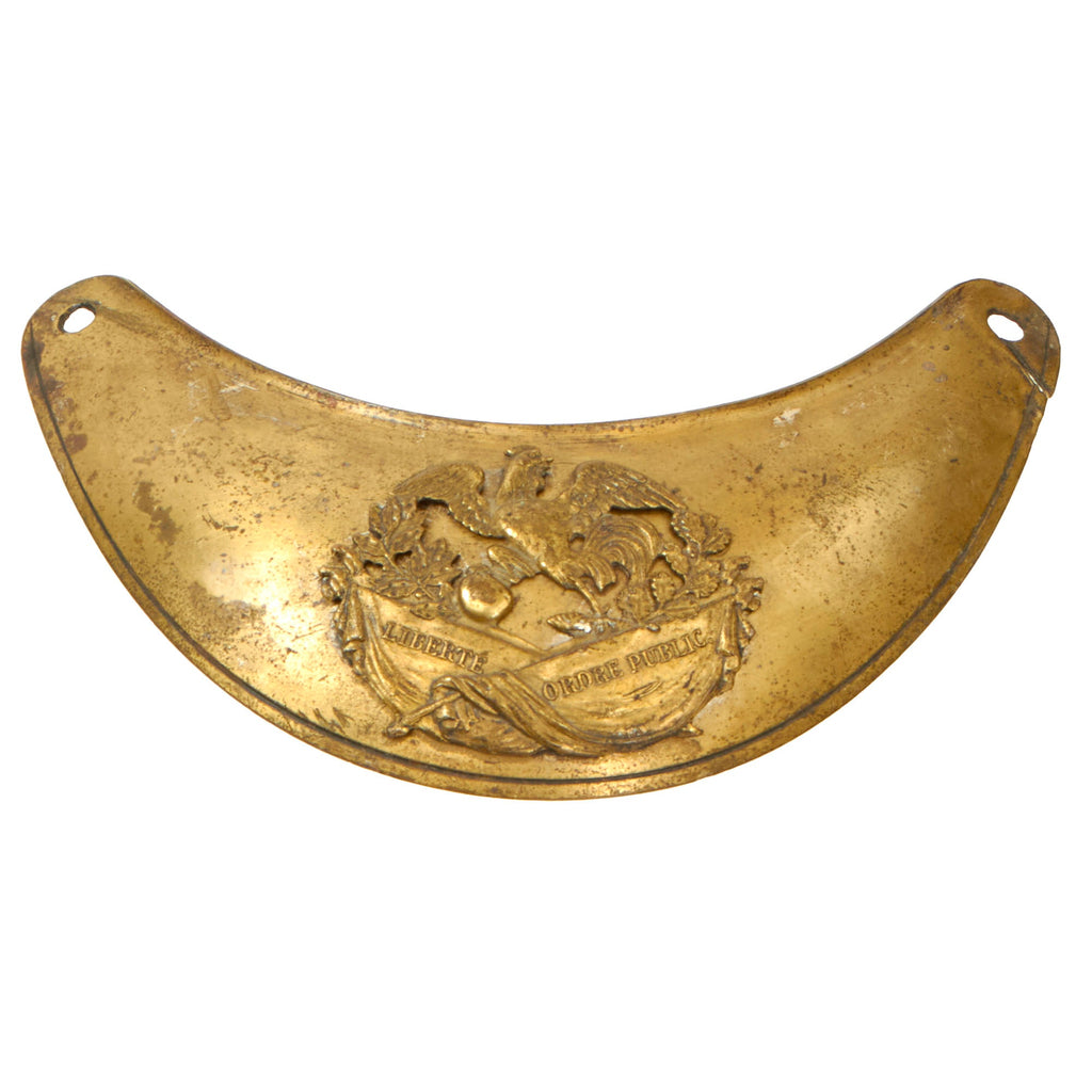 Original French 2nd Empire Reserve / Gendarmerie Officers’ Liberté, Ordre Public Brass Gorget Original Items